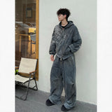 Vintage Washed Drawstring Wide Leg Sweatpants