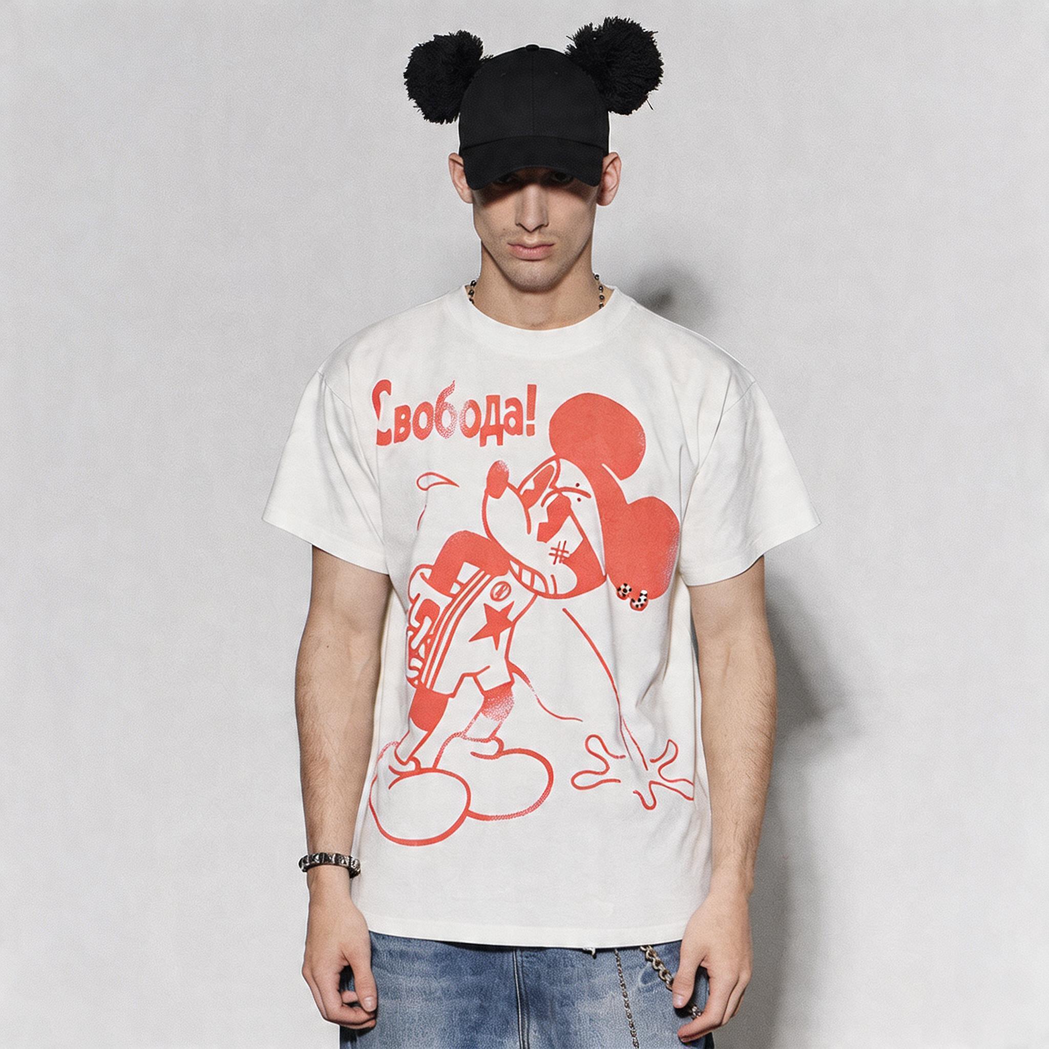 Rhinestone Mickey Print Tees