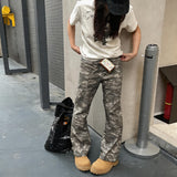 Rugged Distressed Camo Flare Cargo Pants