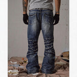 Cleanfit Blue Distressed Straight Flared Jeans
