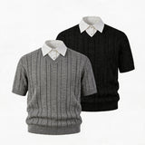 Wool Lyocell Fake Two-piece Knit Tee