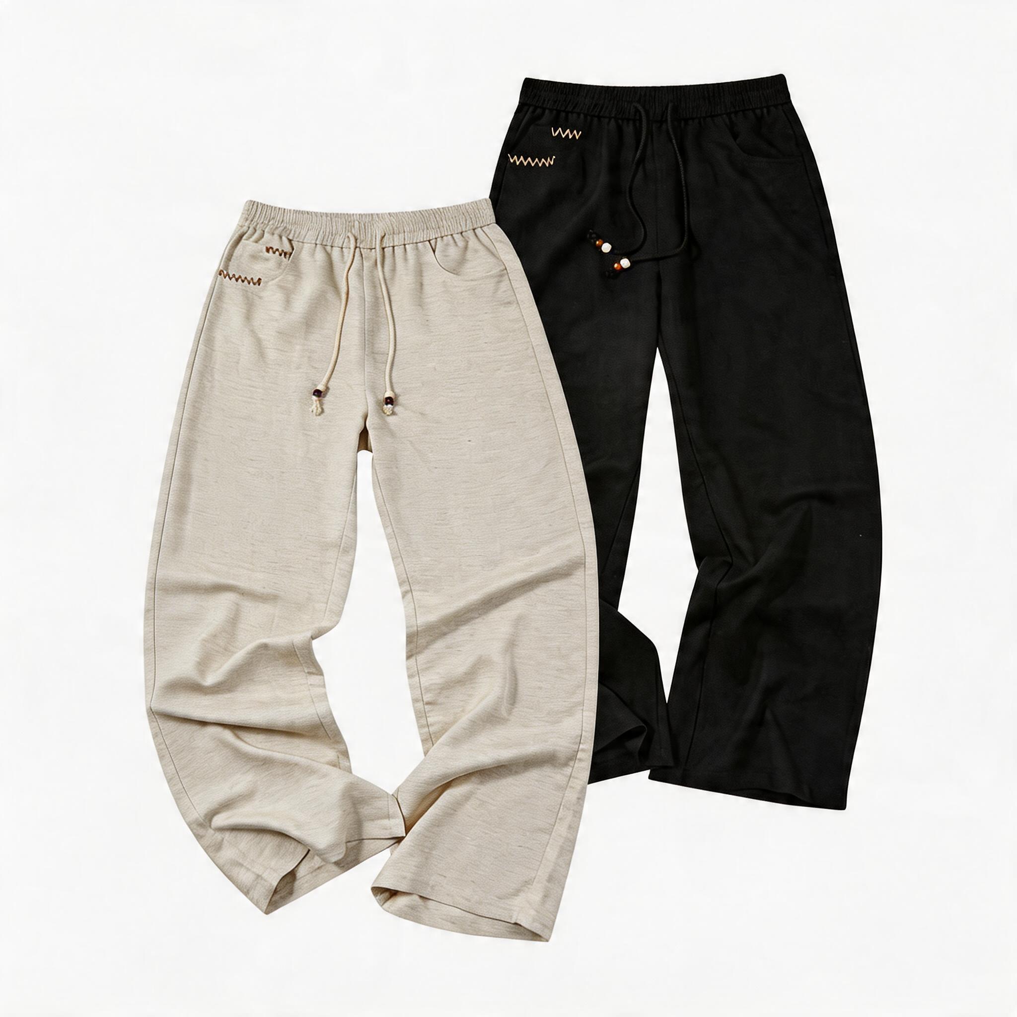 Drawstring Straight Leg Linen Lyocell Pants
