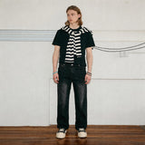 Men's Washed Black Loose Straight Jeans