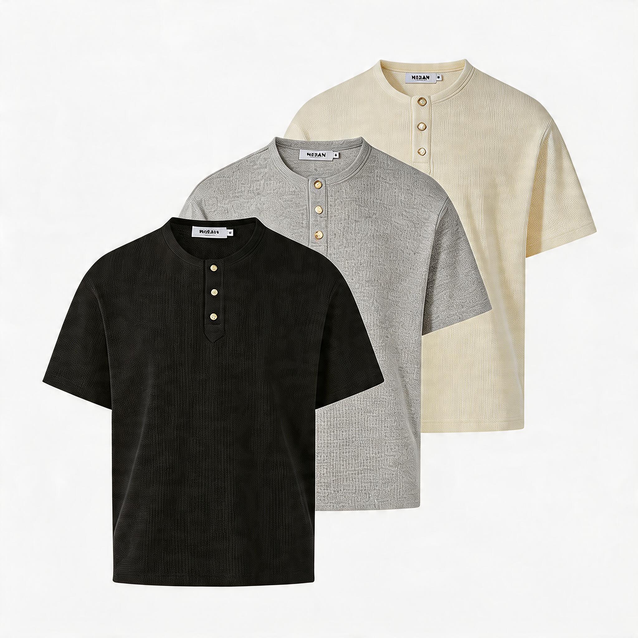 Couple Amber Waffle Boxy Henley Tees