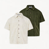 Wooden Button Short Sleeve Knitted Shirt