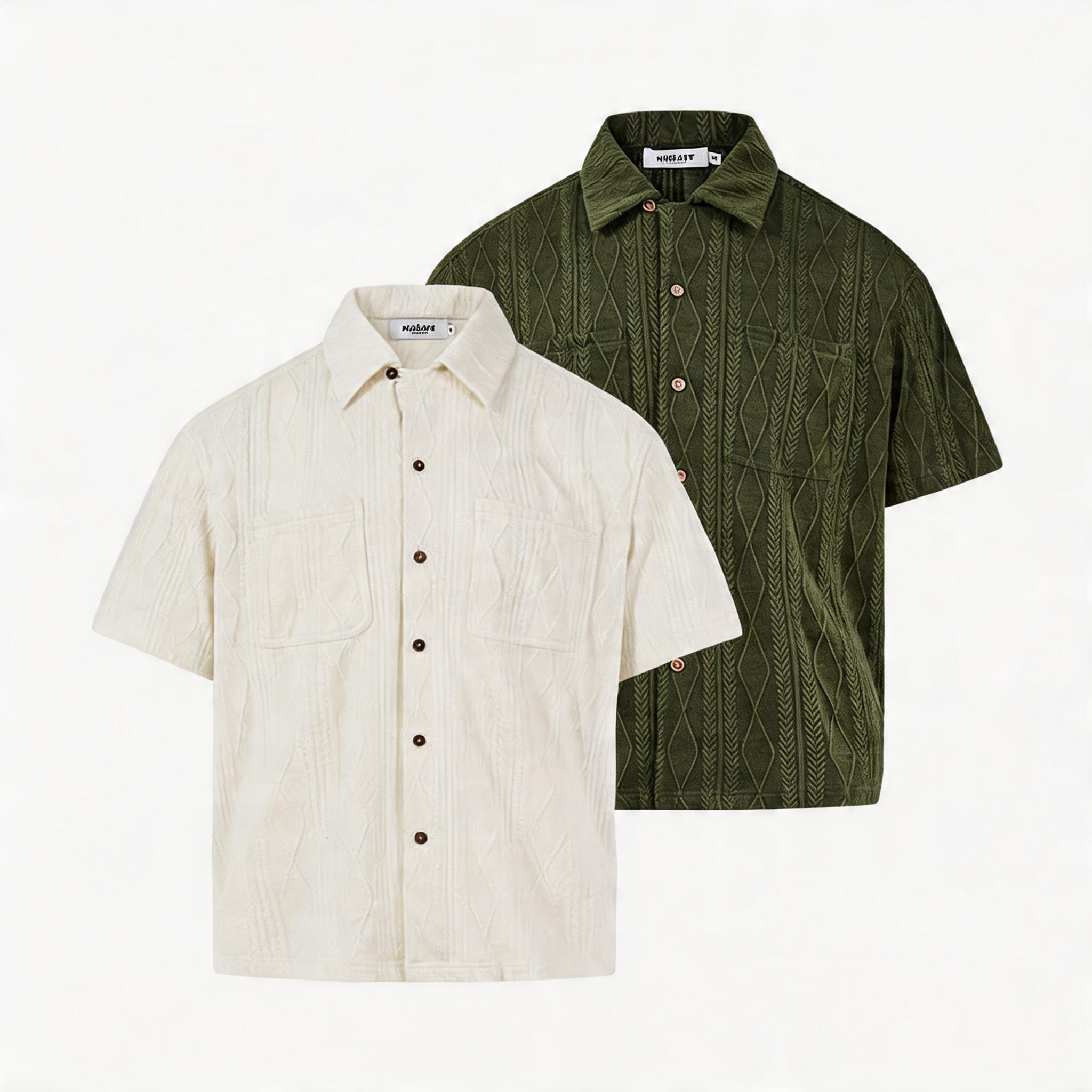 Wooden Button Short Sleeve Knitted Shirt