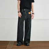 Men's Color-block Loose Raw Denim Jeans