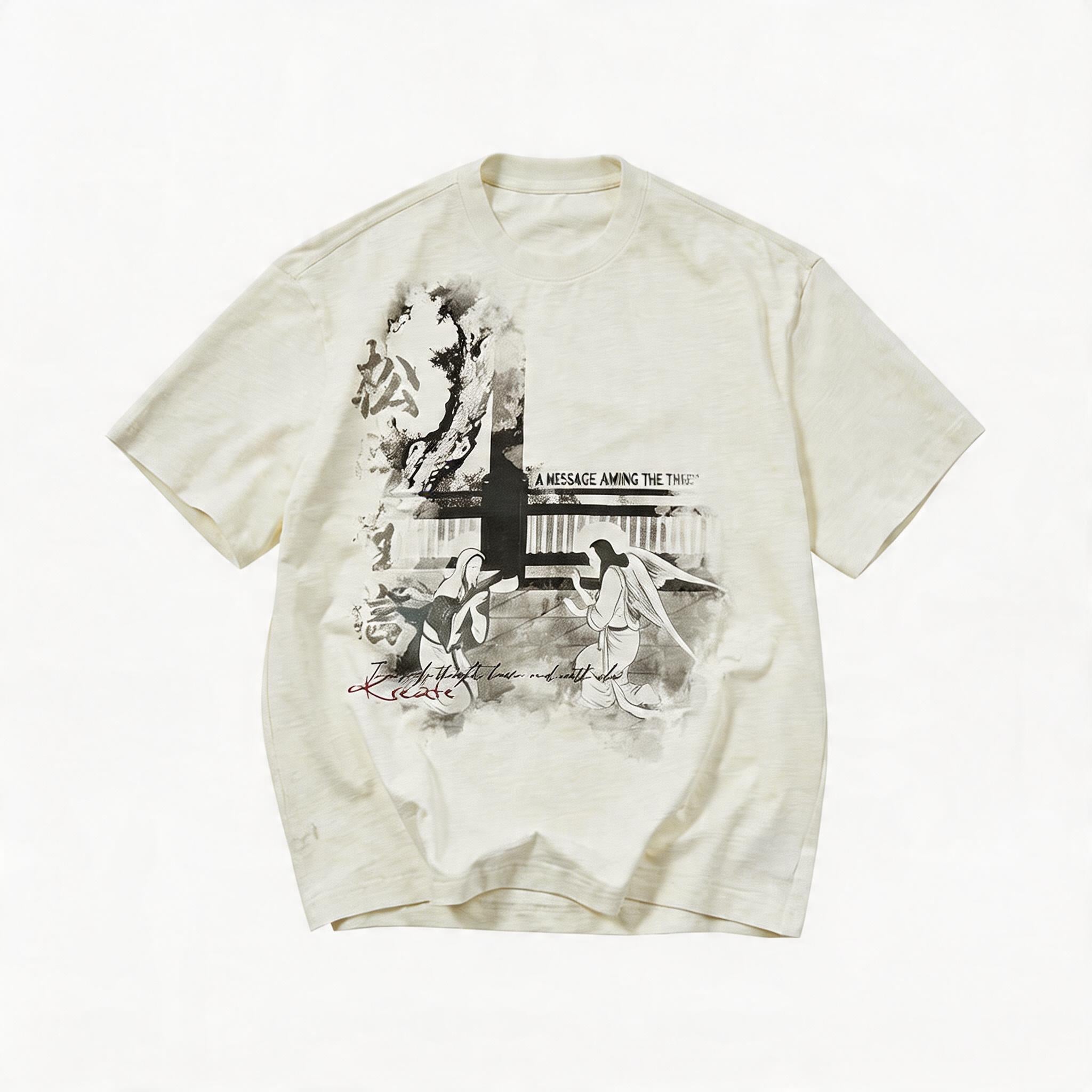 Ink Print Quick-drying Loose Cotton Tees