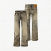 Mud-Dyed Distressed Bootcut Jeans