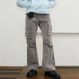 Reflective Liquid Nylon Cargo Parachute Pants
