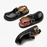 Adjustable Platform Cork Leather Mules