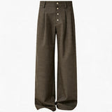 Nut Brown Pleated Straight Pants