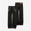 Heavyweight Floral Embroidered A-Line Denim Jeans