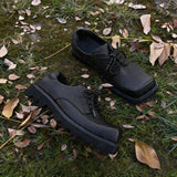 Men's Square Toe Leather Derby Shoes