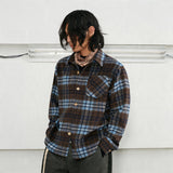 Men's Long-sleeve Plaid Wool Blend Shirt