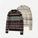 Fair Isle Milk Cotton Knit Sweater