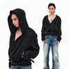 Detachable Strap Deep V Hoodie
