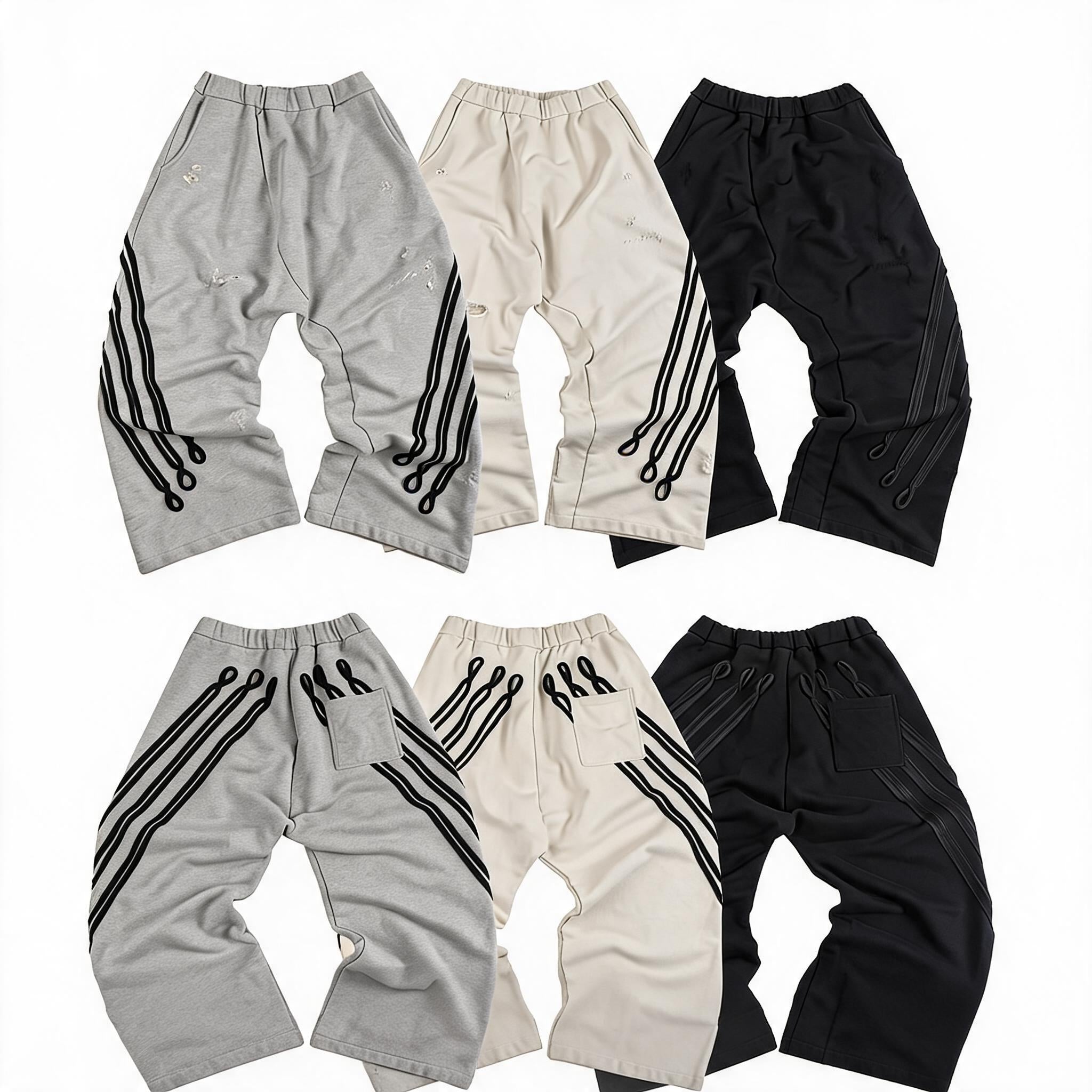 Distressed Curved Royal Ribbon Sweatpants