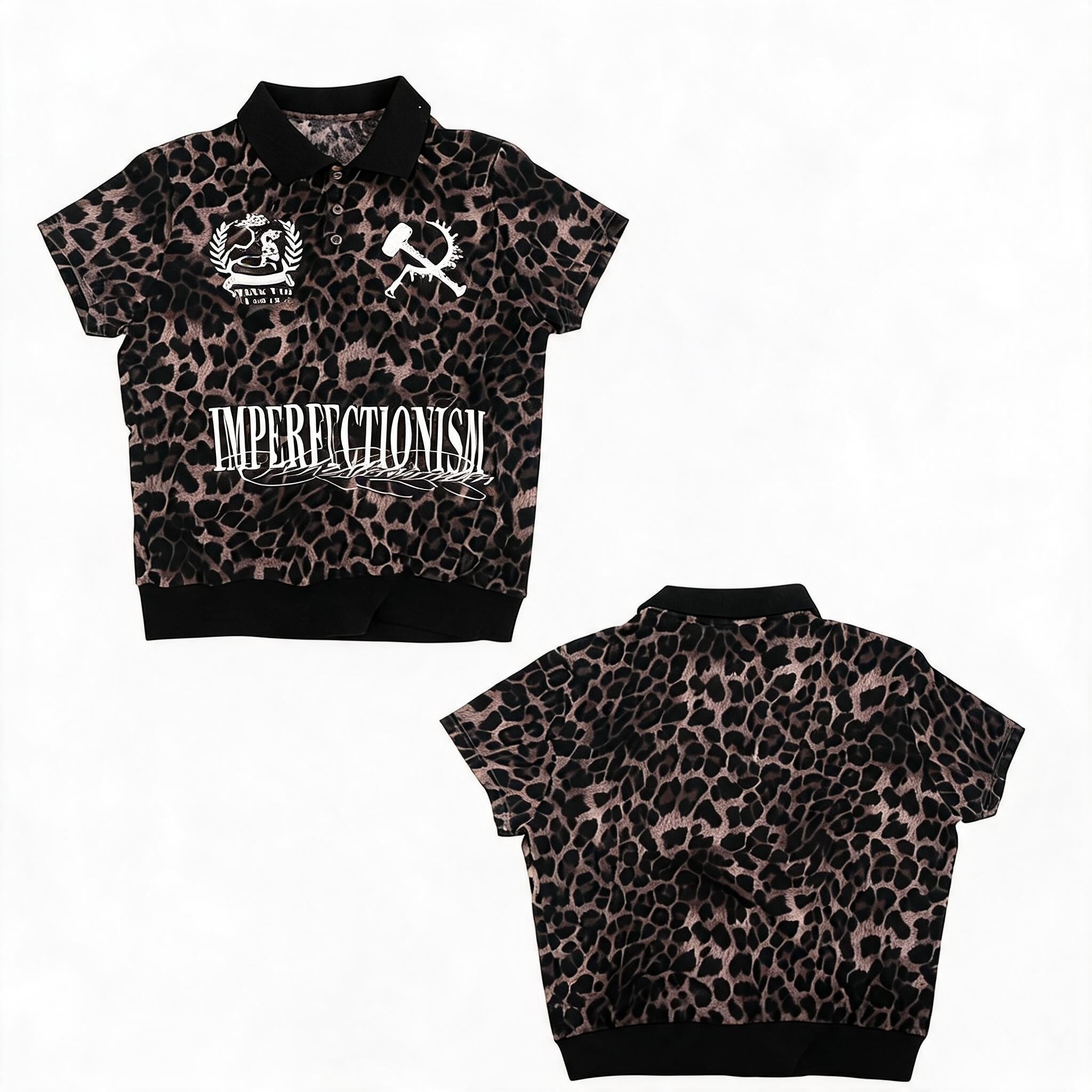 Leopard Print Stretchy Slim Fit Polo