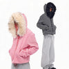 Men's Striped Fur Collar Hoodie