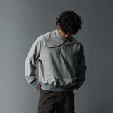 Men's Solid Waffle Mock Zip Sweatshirt