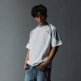 Two-Tone Washed Mesh Patchwork Tee