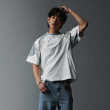 Two-Tone Washed Mesh Patchwork Tee
