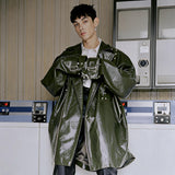 Studded Patent Leather Oversized Trench Coat