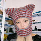 Two-Tone Cat Ear Knit Beanie