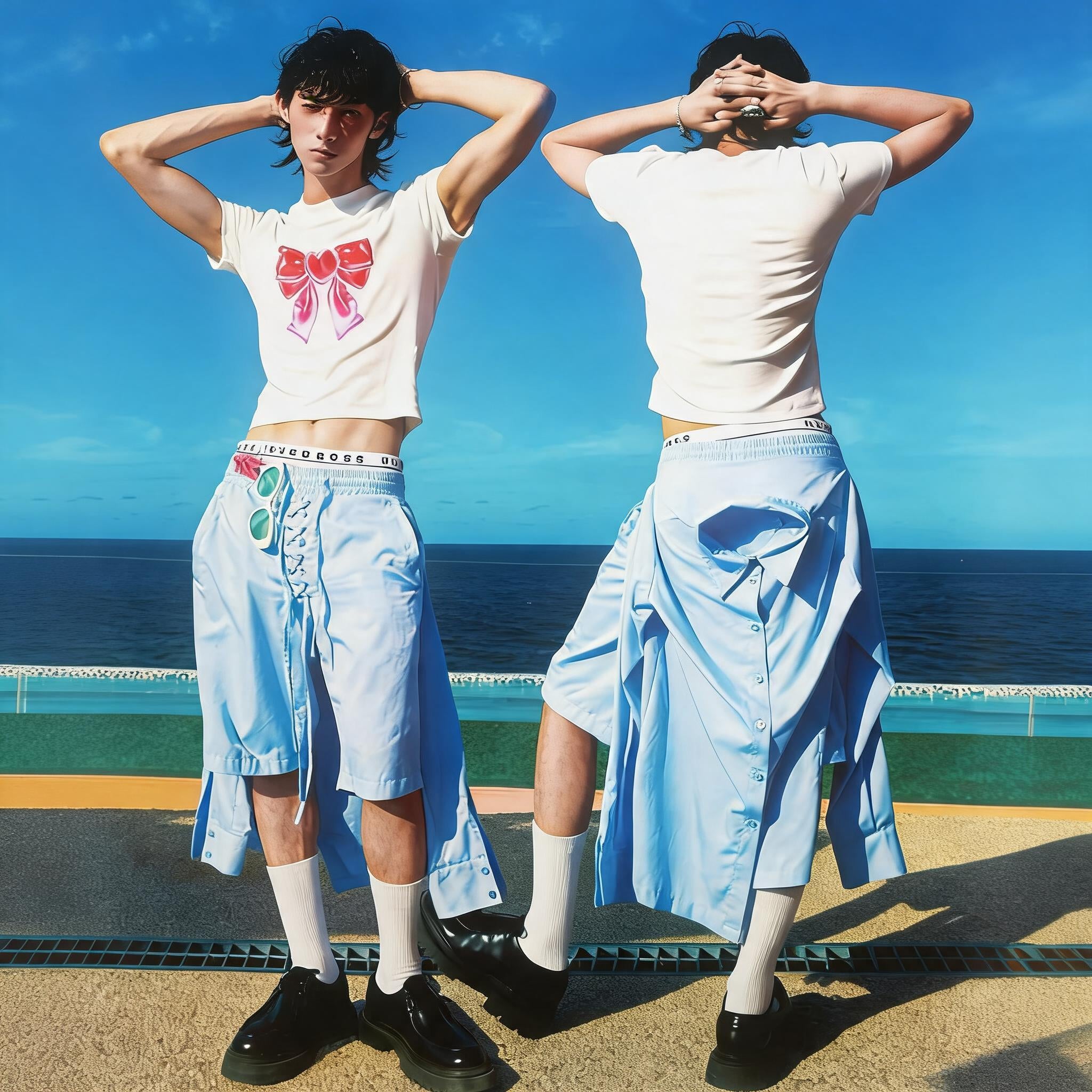 Vintage Irregular Patchwork Drawstring Casual Shorts