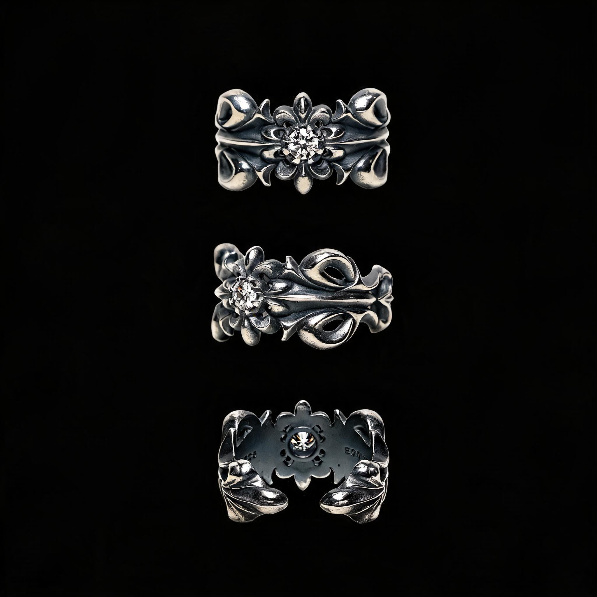 Adjustable Vintage Sterling Silver Moissanite Ring