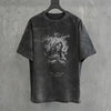 Loose Fit Washed Distressed Printed Tee