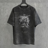 Loose Fit Washed Distressed Printed Tee
