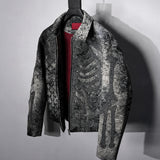 Dark Skeleton Embroidery Boxy Coat