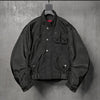 Loose Dark Curved Nylon Biker Jacket