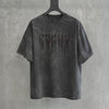 Loose Washed Dark Gray Printed Tee