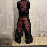 Reversible Dragon Embroidery Denim Jeans