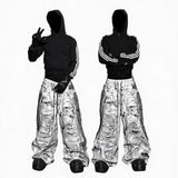 Wide Leg Two-In-One White Canvas Pants