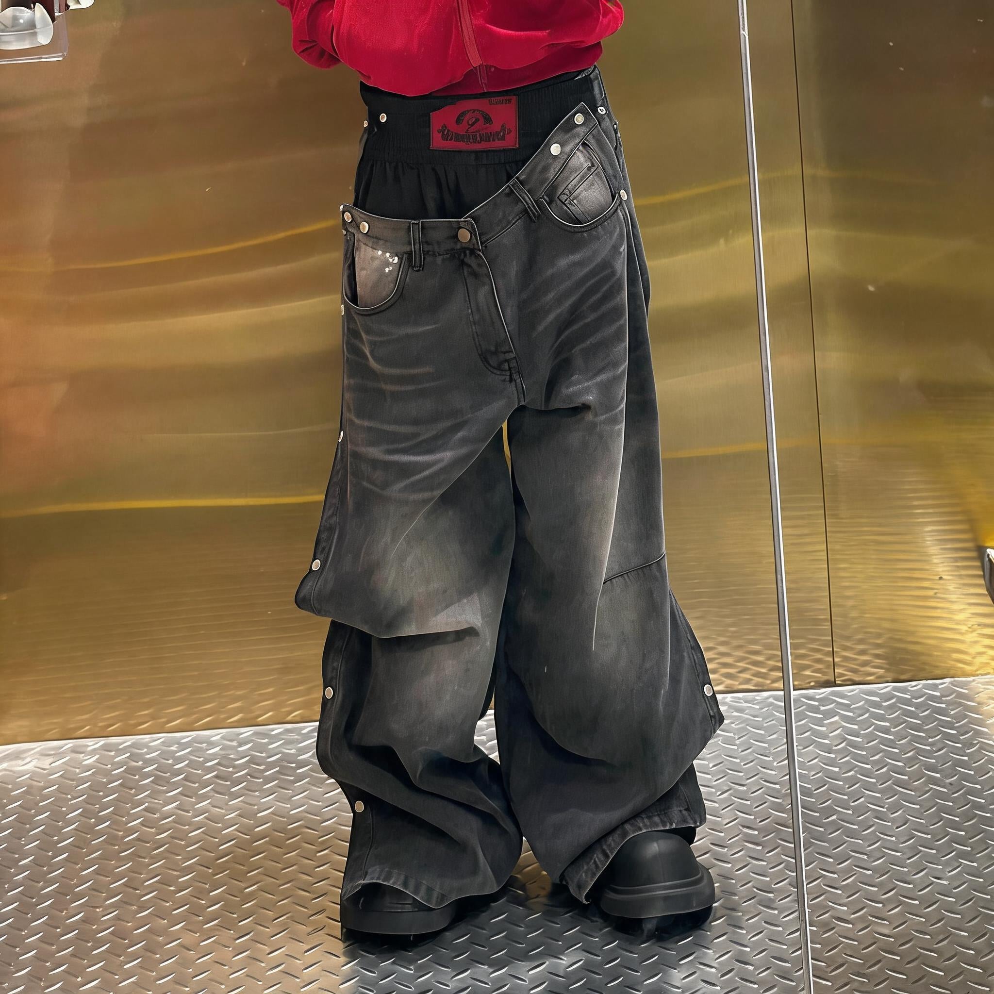 Relaxed Washed Charcoal Denim Jeans