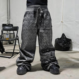 Silver Wax Embossed Bootleg Cargo Pants