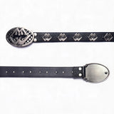 Vintage Silver Lip Leather Belt