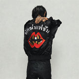Black Acetate Embroidered Cropped Zip Jacket