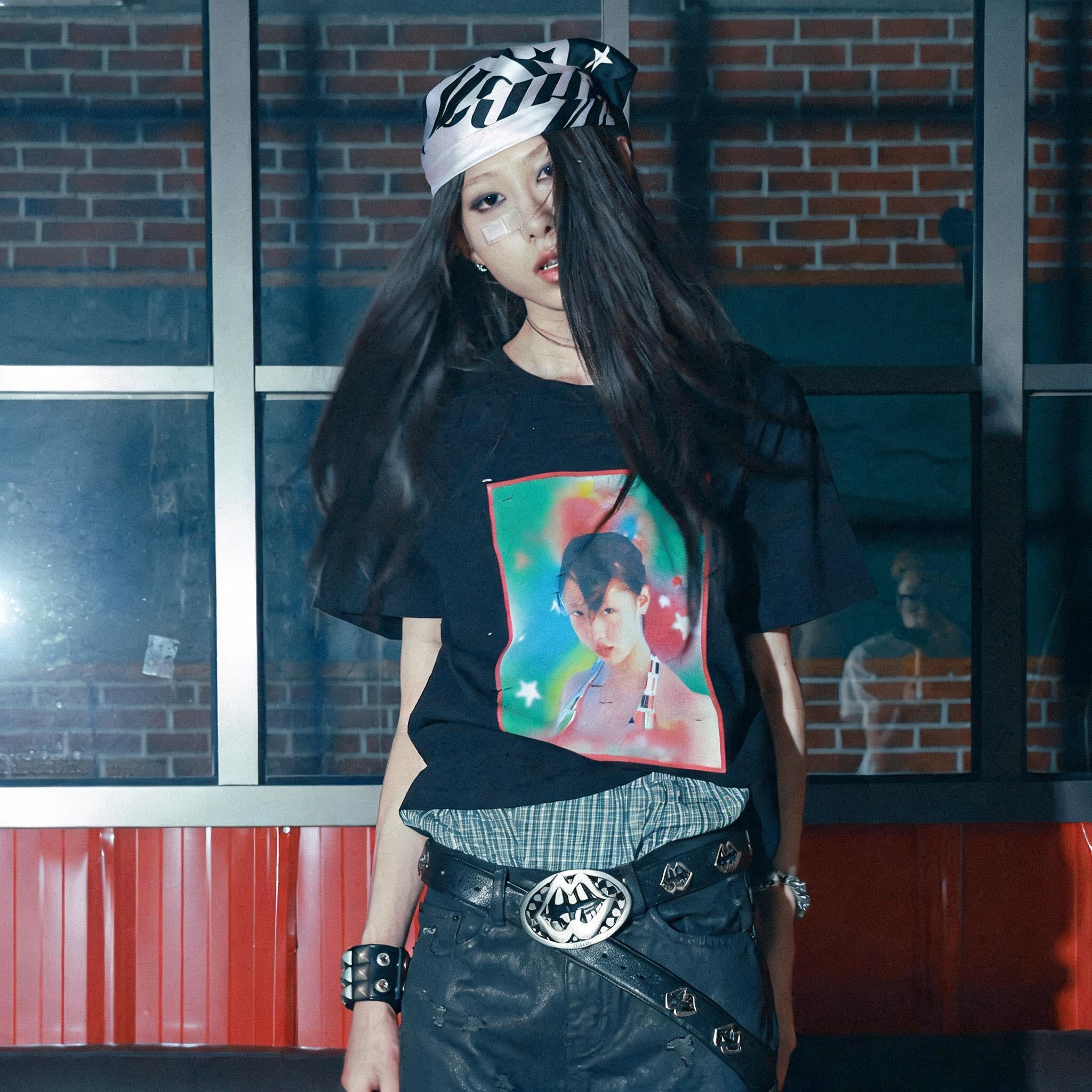Sweet Girl Black Washed Distressed Tee