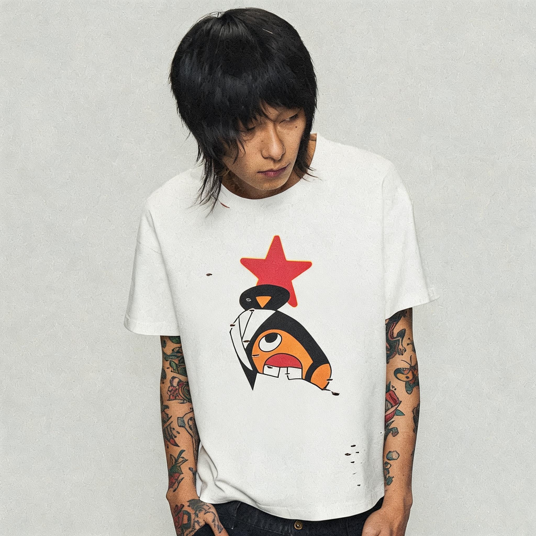 White Distressed Short Sleeve Tee