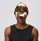 Cow Print Leather Fur Sun Cap