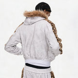 Men's Leopard Fur Hooded Cardigan