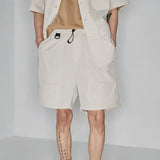 Plaid Multi-Pocket Elastic Waist Shorts