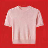 Short Sleeve Wool Silk Knit Top