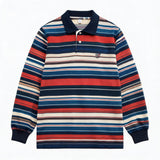 Striped Embroidered Long Sleeve Polo Tee