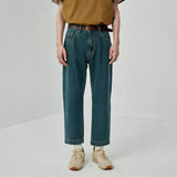 Vintage Washed Straight Ankle Jeans